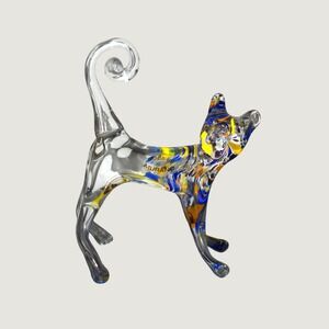 Murano Glass Cat Figurine Home Decor OS Multi Color Hand Blown Italy Art